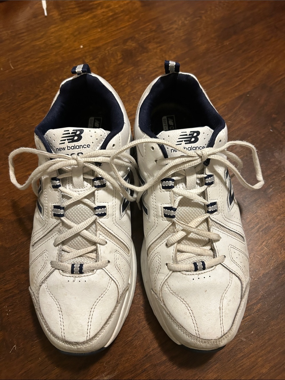 New Balance White and Navy Men’s Athletic Sneakers